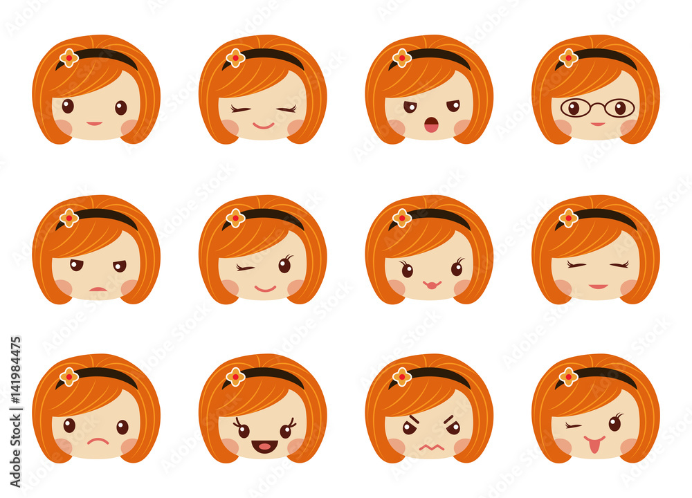 Emoji set of girls, avatar collection Emoji set of girls, avatar collection
