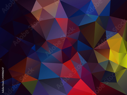 vector abstract irregular polygon background with a triangle pattern in dark vibrant multi color