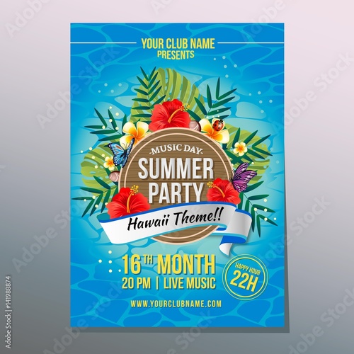 summer hawaii pasrty poster