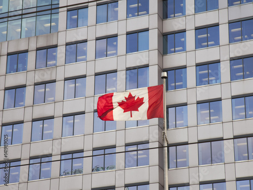 Canadian flag in city centre