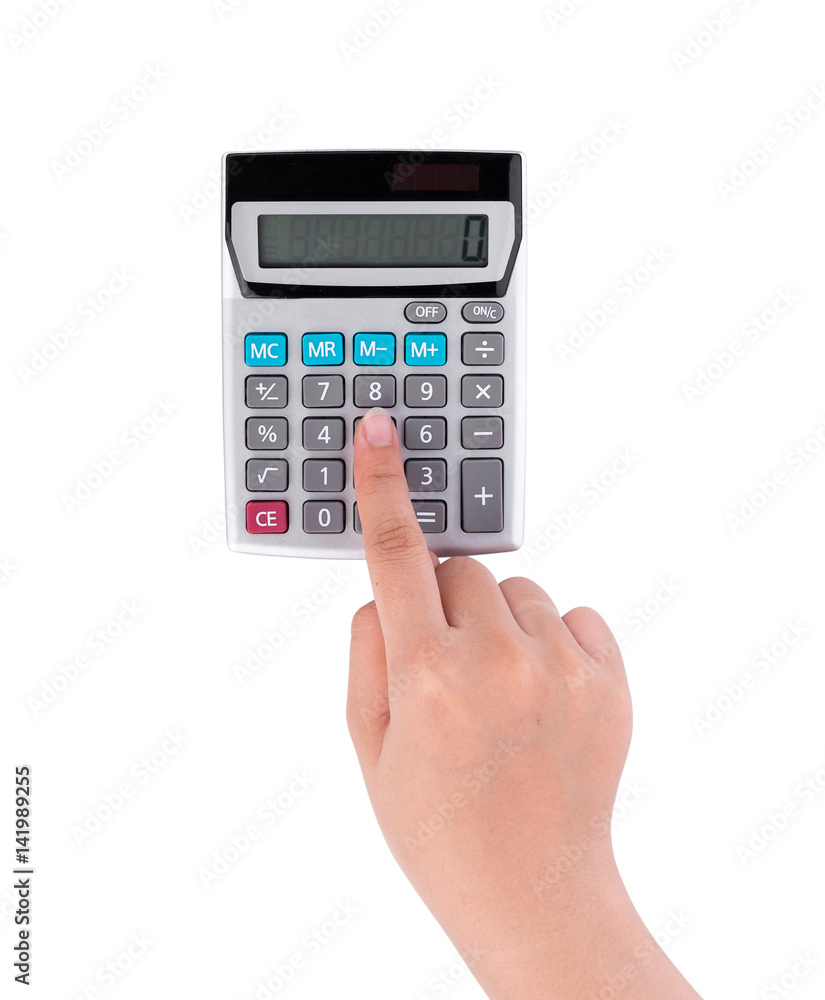hands with calculator isolated on white background hands with calculator isolated on white background