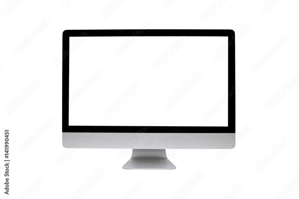 Computer monitors with blank white screen Isolated on white background