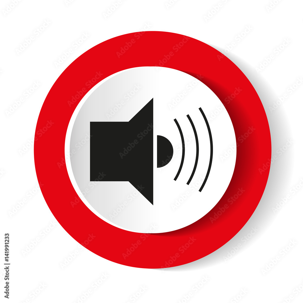 Sound icon on a red background, slim design. Vector illustration. Sound icon on a red background, slim design. Vector illustration.