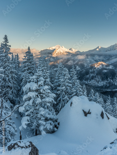 Tatra mountains winter landscape, tourist trail in snow, Poland © tomeyk