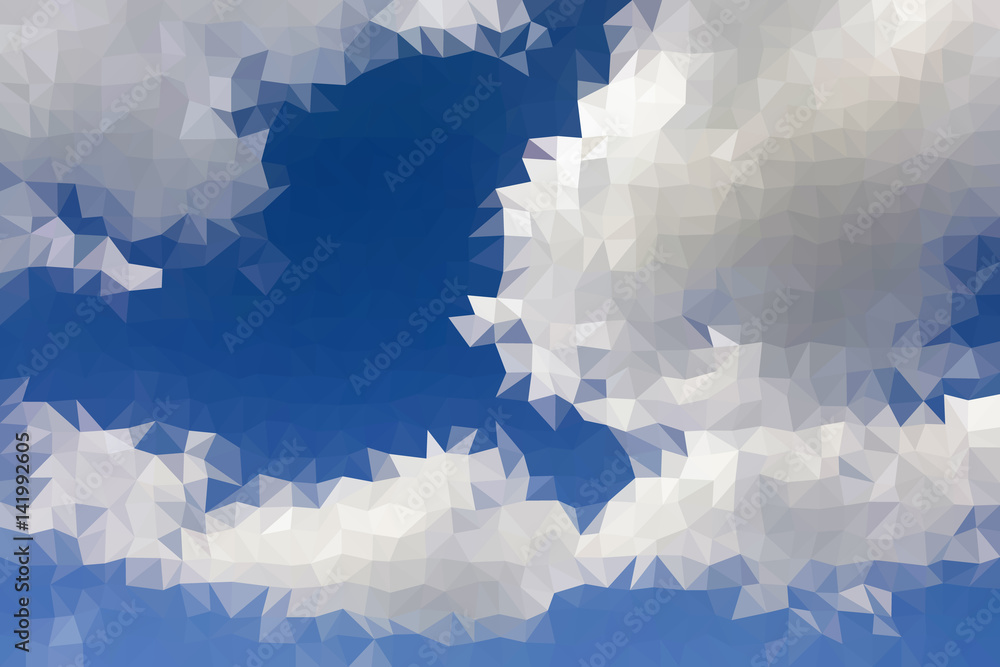 Low poly abstract blue sky with clouds, vector background Stock Vector ...