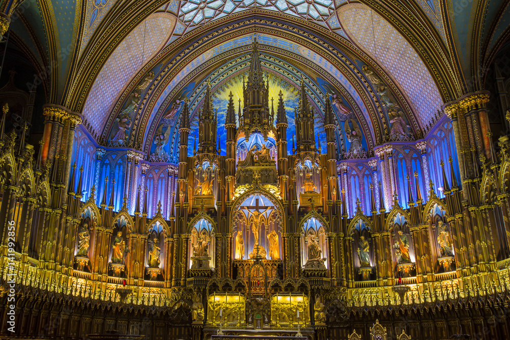 Interior of Notre Dame Basilica, Montreal, Canada