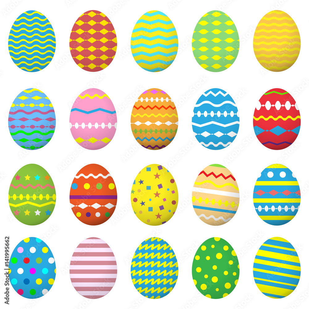 Easter eggs icons set. Collection eggs. Isolated on white background. Vector illustration.