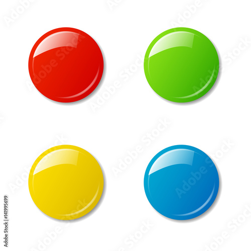 Colored magnets isolated on white background. Vector illustration.
