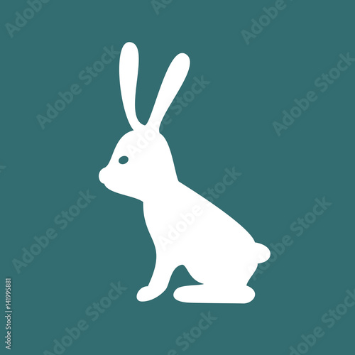 White rabbit icon on the blue background.