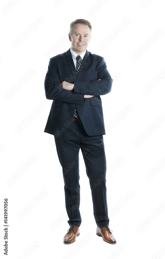 Attractive middle-aged businessman isolated on white background