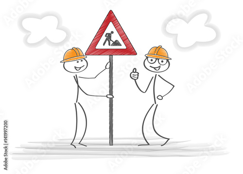 Strichmännchen / Baustelle / Vektor
