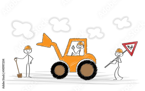 Strichmännchen / Baustelle / Vektor