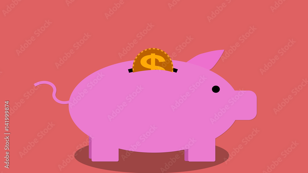 Fototapeta premium Piggy bank money saving concept