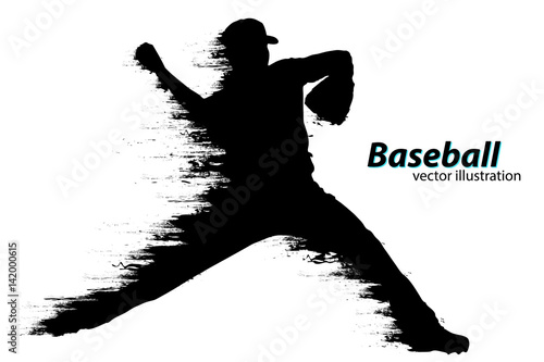 Silhouette of a baseball player. Vector illustration