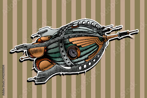 steampunk rocket. Vector illustration