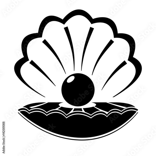 Shell. Pearl. Isolated on white background. Icons Icon