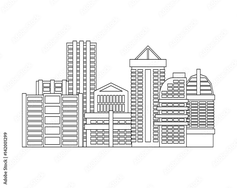City is linear style. Town isolated. Many buildings and business centers.