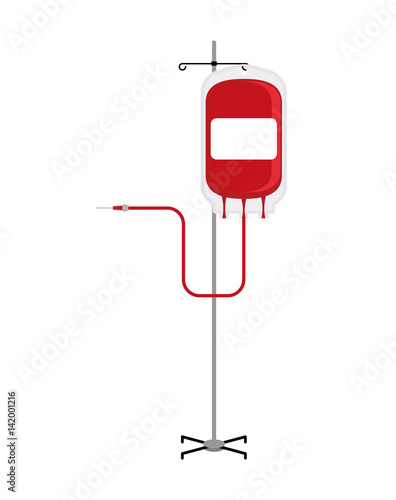 Blood bag on Drip stand isolated. plasma transfusion. Medical illustration