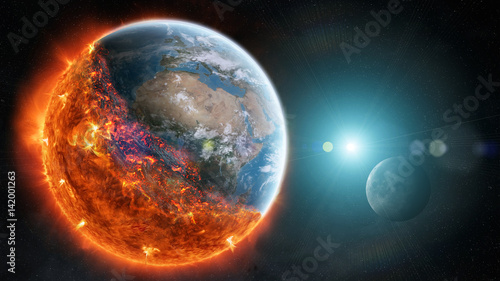 Fototapeta Naklejka Na Ścianę i Meble -  The end of planet Earth 3D rendering elements of this image furnished by NASA