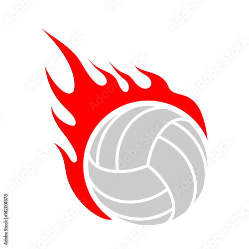 Fire volleyball. Flame ball. Emblem game sport team