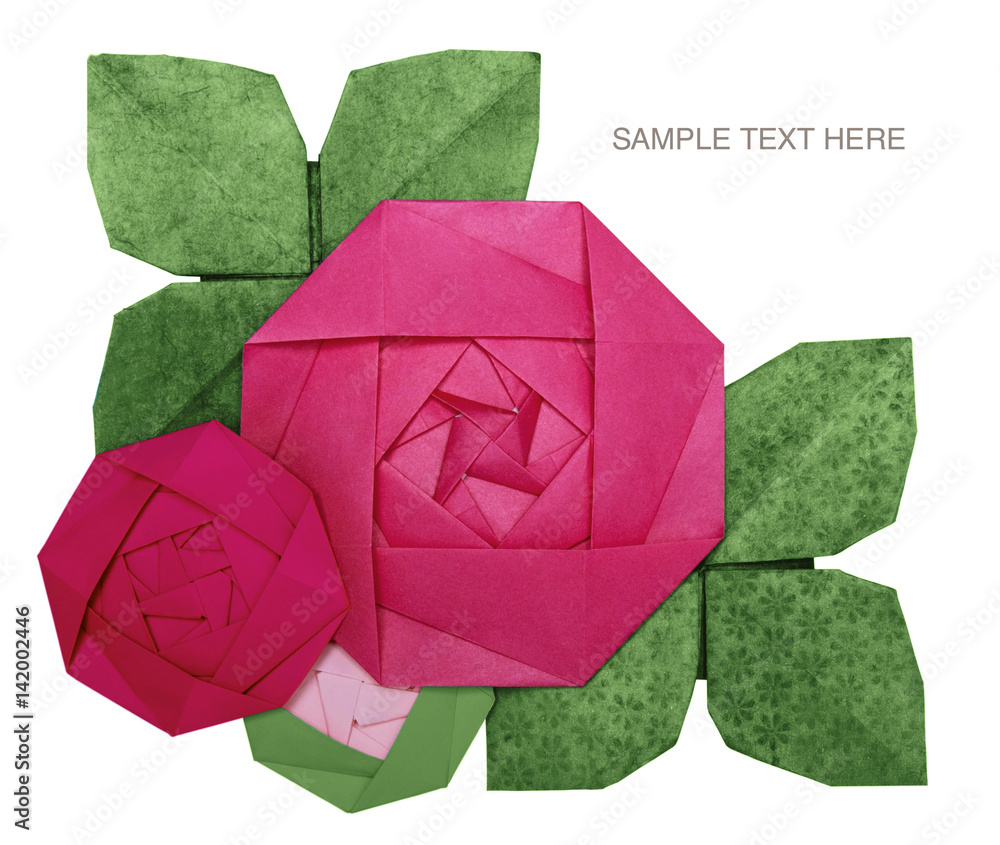 Origami paper pink rose