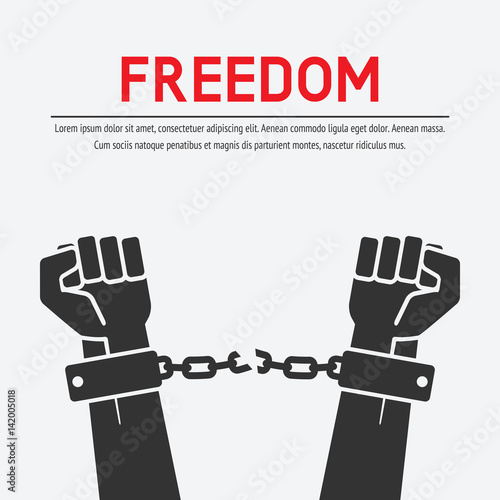 hands broken chains. freedom concept