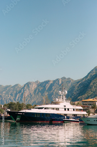 Sailboat near the old town of Kotor, Bay of Kotor, Montenegro