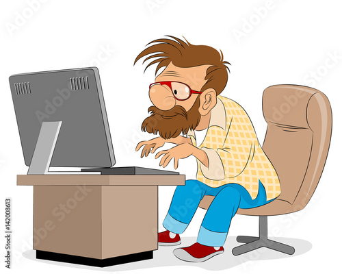 Men working on desktop