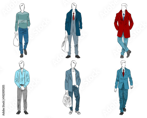 Six mannequin with casual outfit