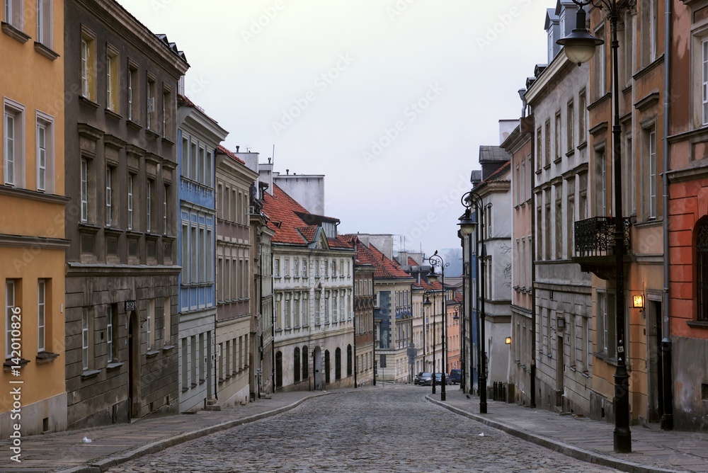 Mostowa street on old town in Warsaw, Poland