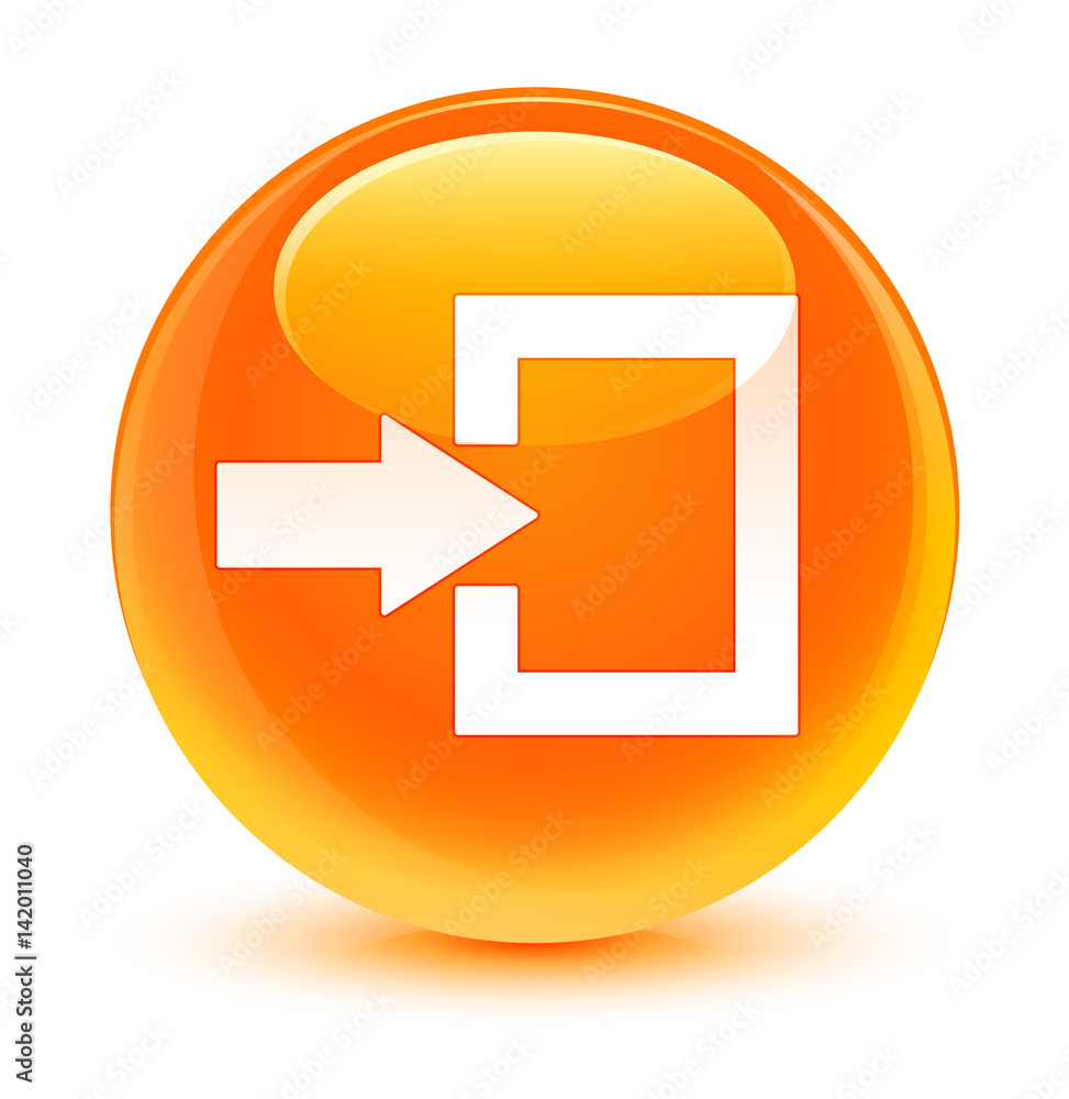 Login icon glassy orange round button Login icon glassy orange round button