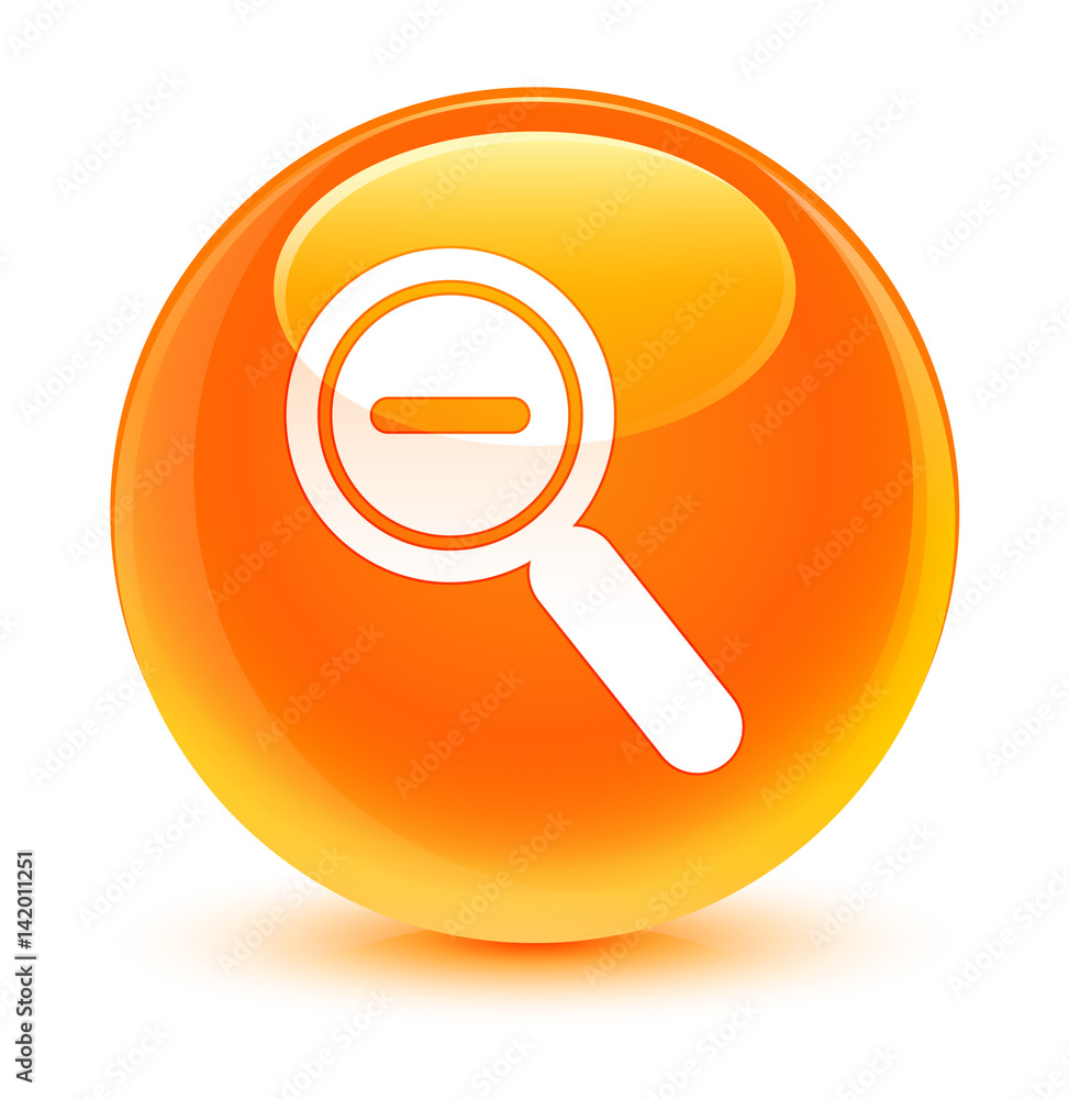 Zoom out icon glassy orange round button Zoom out icon glassy orange round button
