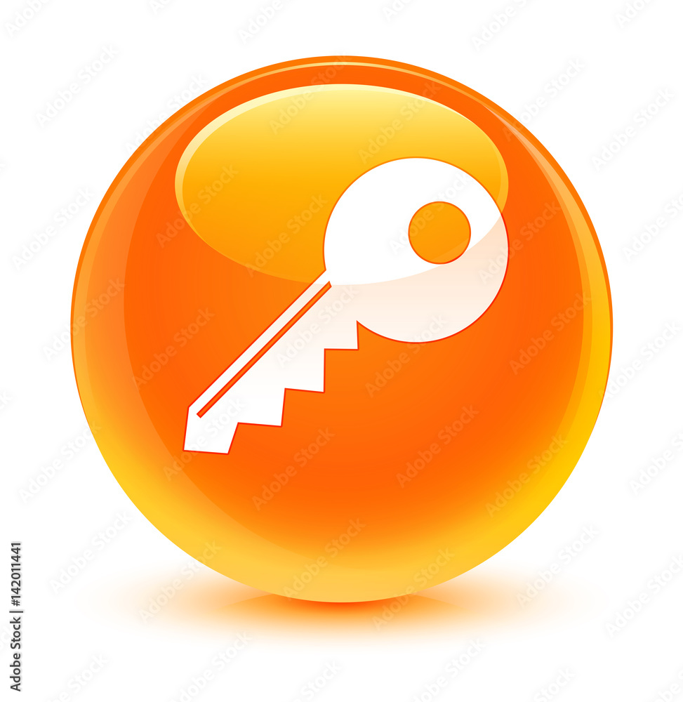 Key icon glassy orange round button Key icon glassy orange round button