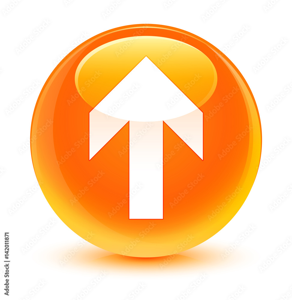 Upload arrow icon glassy orange round button Upload arrow icon glassy orange round button