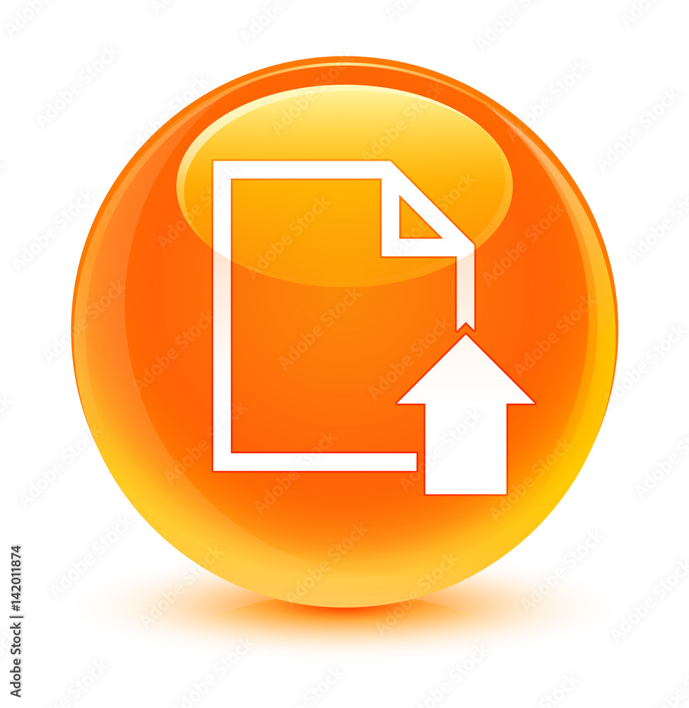Upload document icon glassy orange round button Upload document icon glassy orange round button
