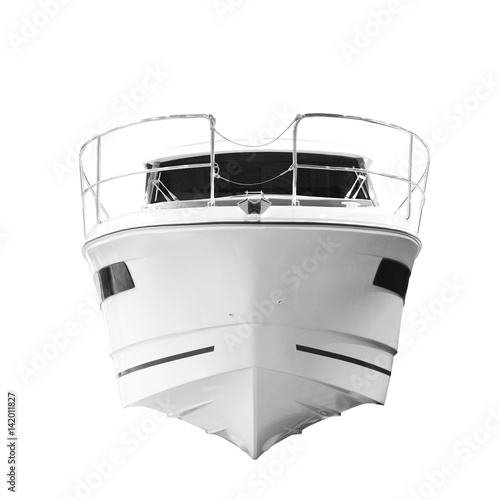 The image of an passenger motor boat, Bow of the ship, front view, isolated on white background