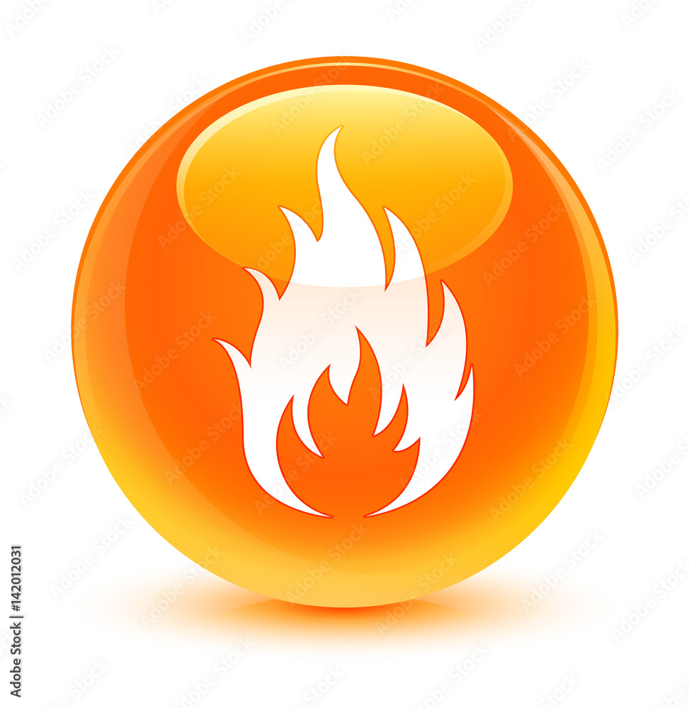 Fire icon glassy orange round button Fire icon glassy orange round button