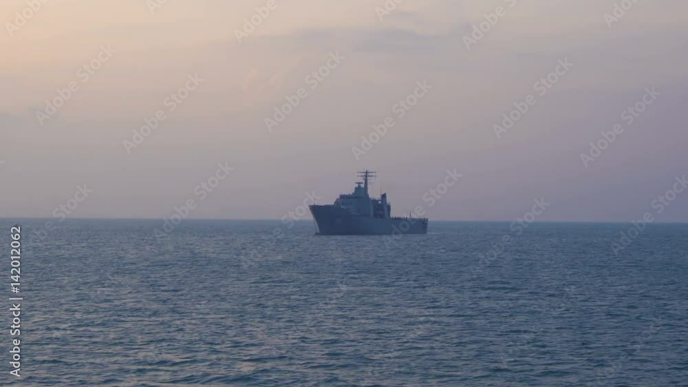 Military Vessel at Sunset Military Vessel at Sunset