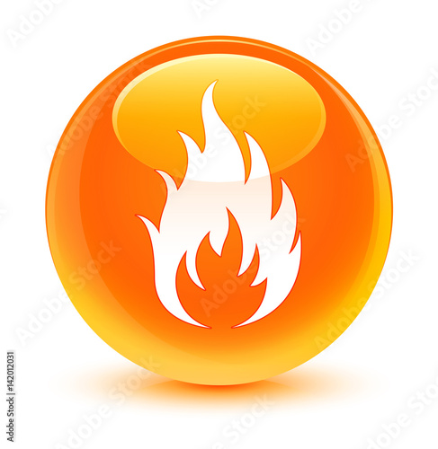 Fire icon glassy orange round button