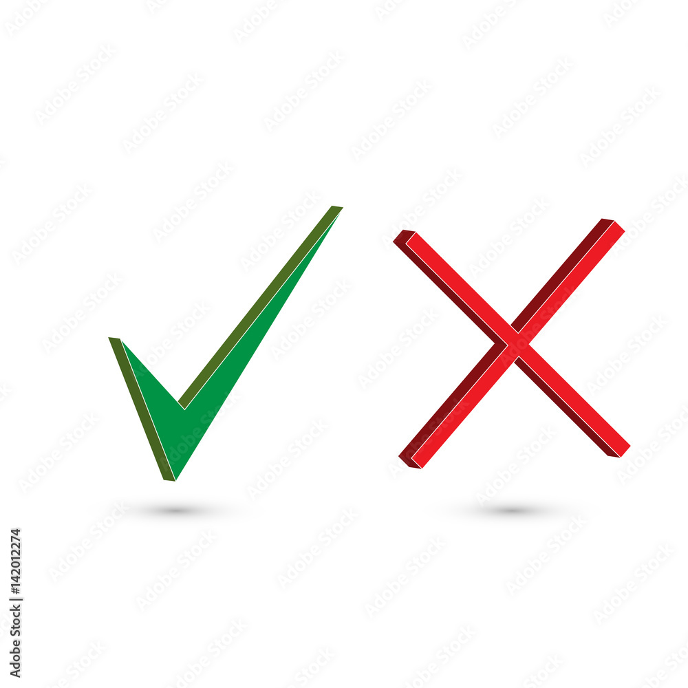 Check mark stickers. set of two simple web buttons: green check mark ...