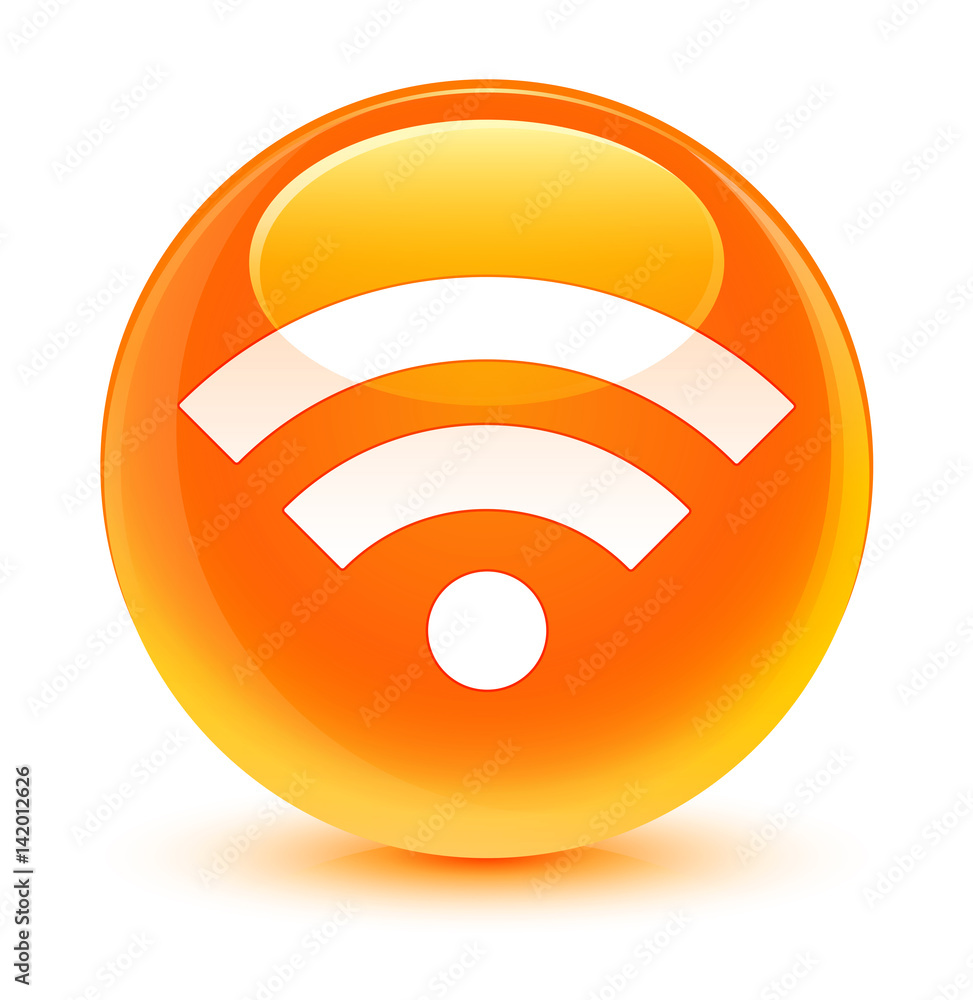 Wifi icon glassy orange round button Wifi icon glassy orange round button