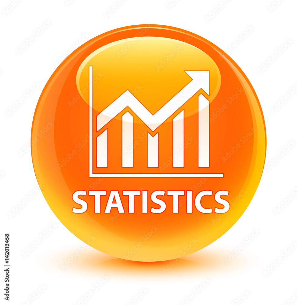 Statistics glassy orange round button Statistics glassy orange round button