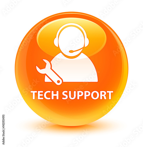 Tech support glassy orange round button