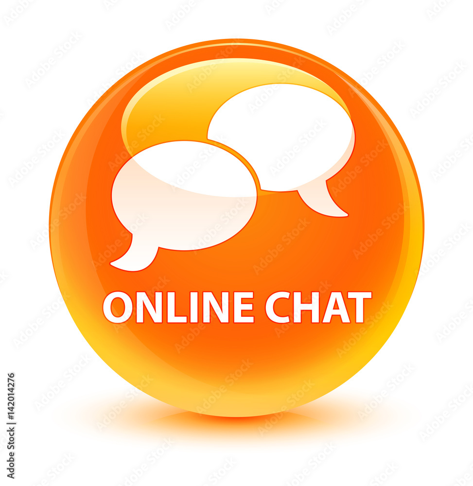 Online chat glassy orange round button Online chat glassy orange round button