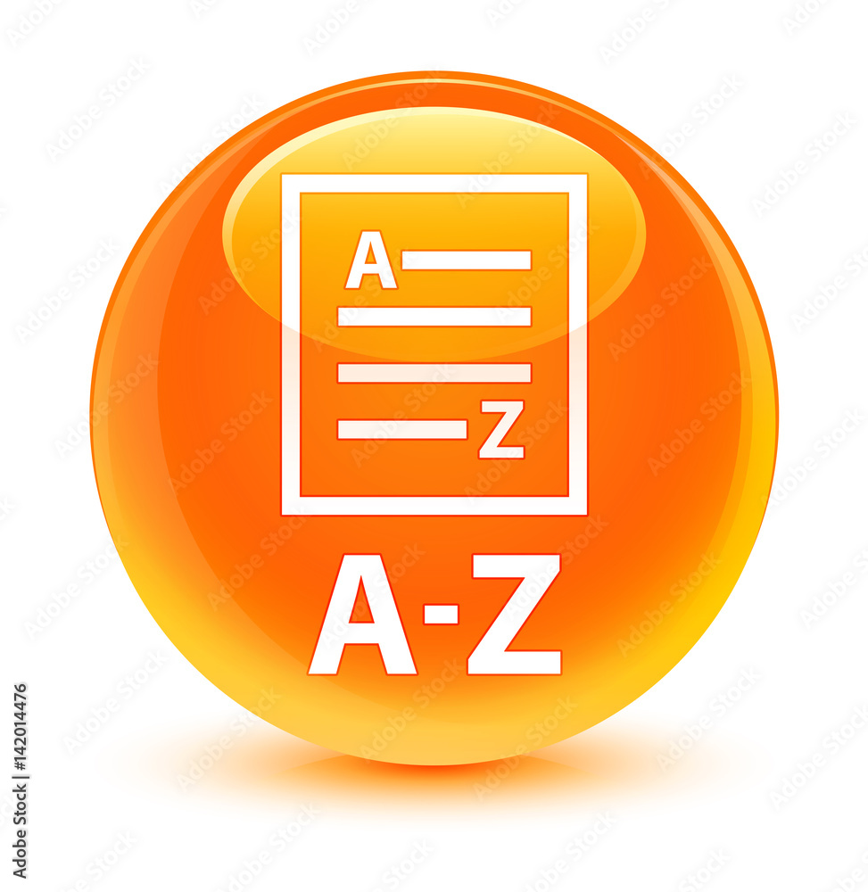 A-Z (list page icon) glassy orange round button A-Z (list page icon) glassy orange round button