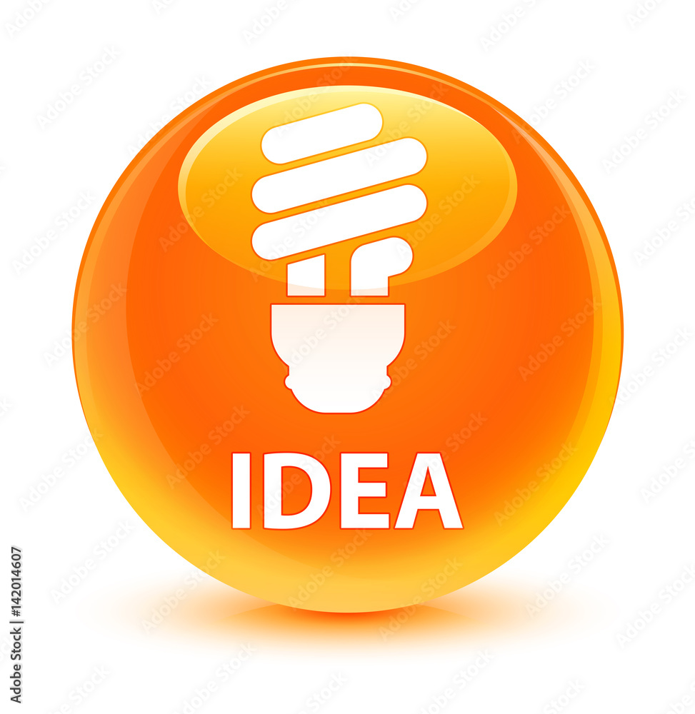 Idea (bulb icon) glassy orange round button Idea (bulb icon) glassy orange round button