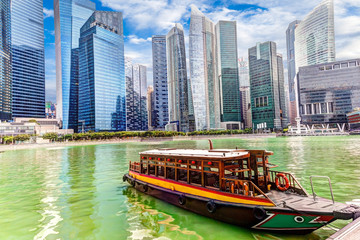Fotobehang Singapore Zakenwijk Singapore aan Marina Bay  © ronniechua