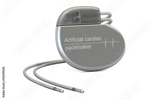 Artificial cardiac pacemaker, 3D rendering photo