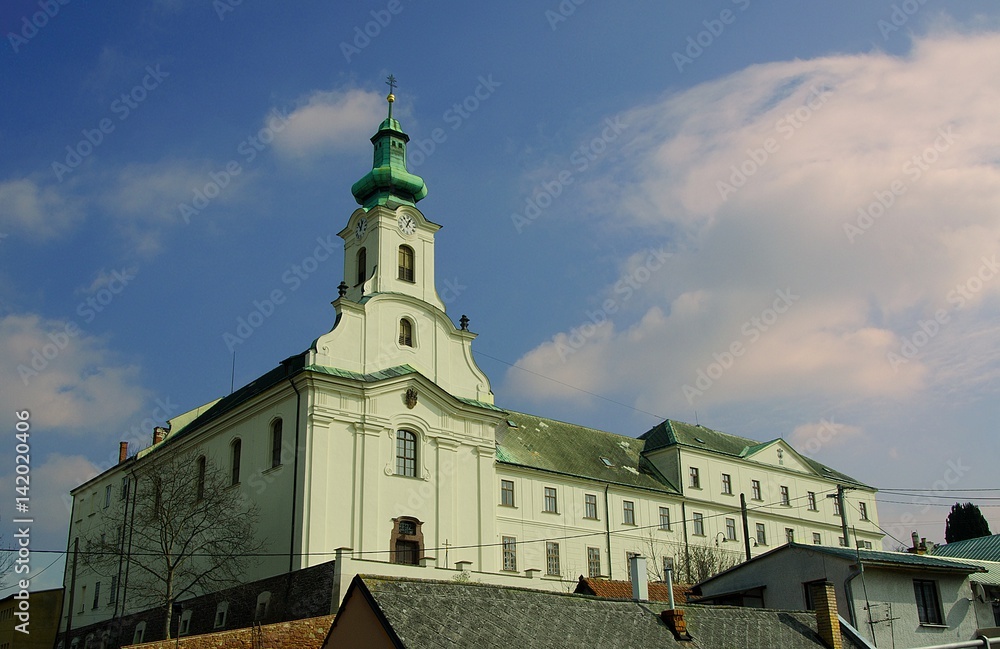 Monastery (and hospital) of Brothers of Charity with  Church of St. Wenceslas in Letovice, Blansko District, South Moravian Region, Czech Republic.