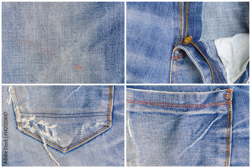 Set of Four Worn Blue Denim...